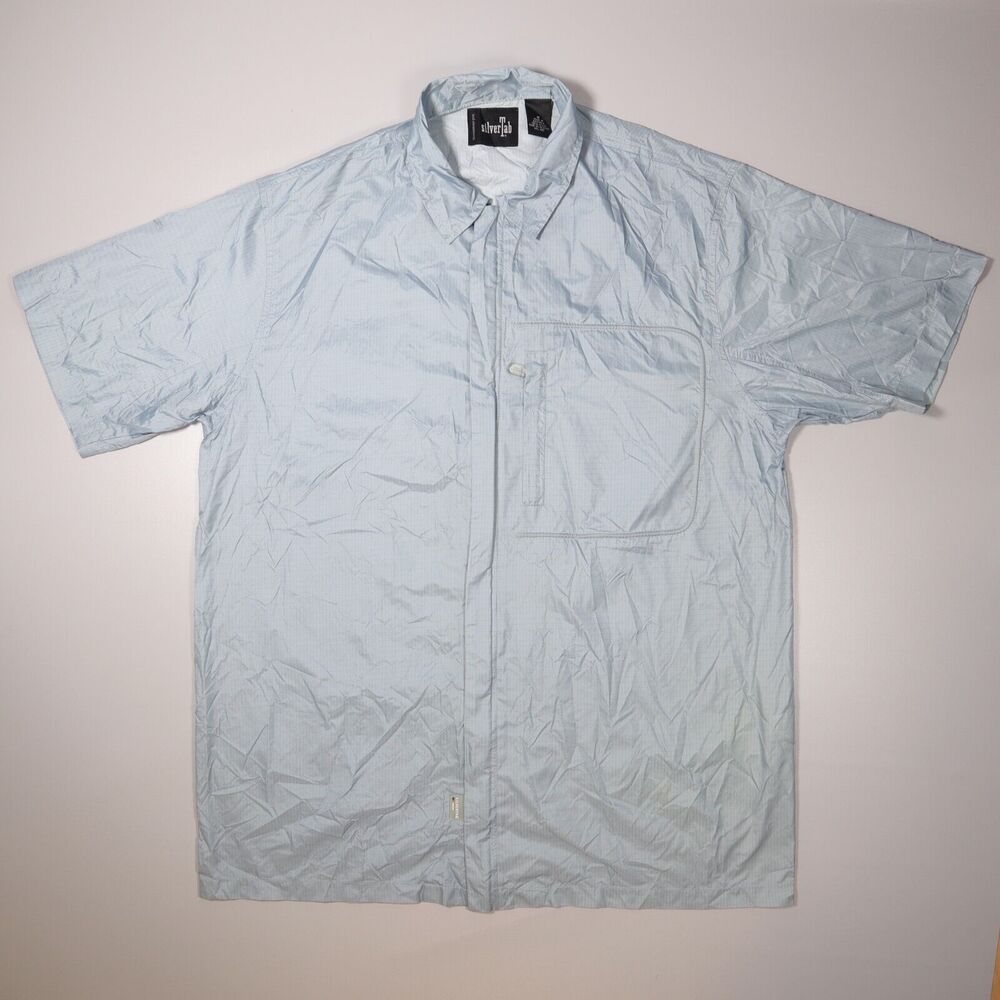 SilverTab Levi’s Mens Medium M Full Zip Nylon Short Sleeve Shirt Skater Baggy